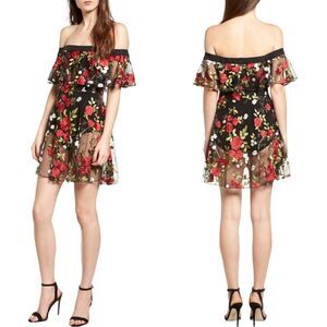 Lovers + Friends Strapless Black Floral Dress